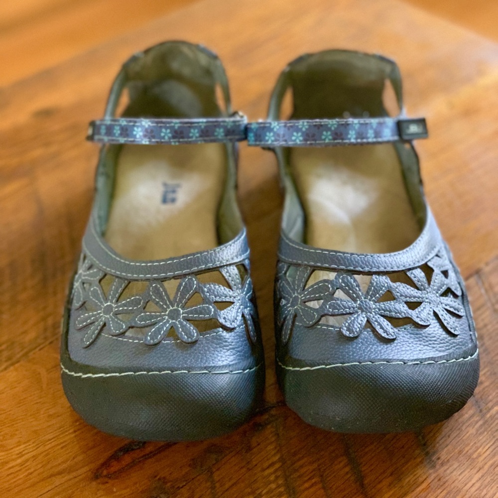 Jambu Blue Floral Cutout Mary Jane Shoes